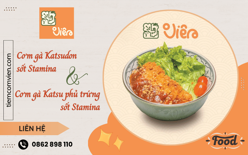 Cơm gà Katsudon sốt Stamina và cơm gà Katsu phủ trứng sốt Stamina