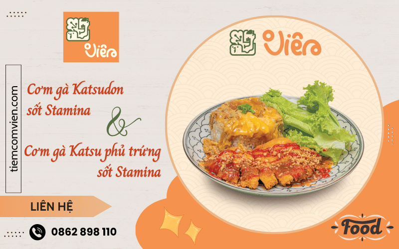 Cơm gà Katsudon sốt Stamina và cơm gà Katsu phủ trứng sốt Stamina